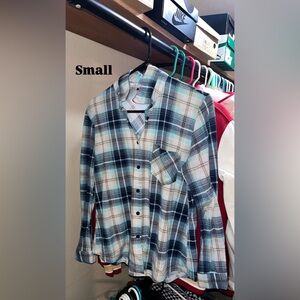 Plaid Button-Up Shirt - Blue/White